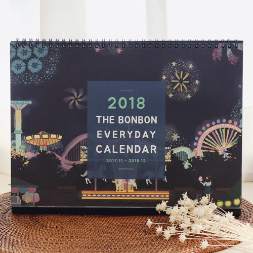 Intro - 2018 Bon Bon spiral bound large desk calendar 