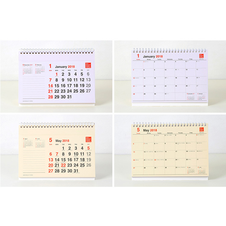 2018 Pocket spiral bound desk calendar