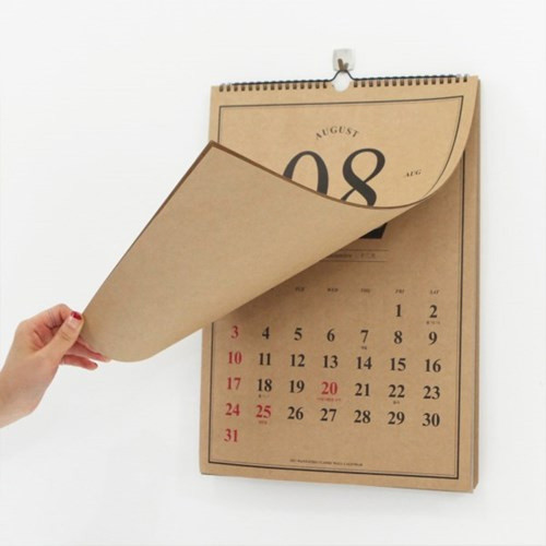 2018 Classic A4 kraft paper spiral bound wall calendar