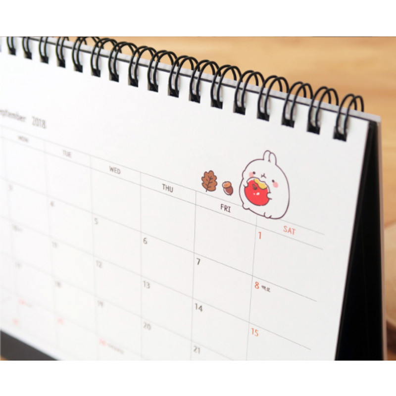 2018 Molang illustration spiral bound medium desk calendar