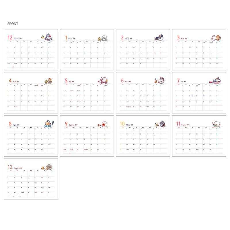 Front - 2018 Molang illustration medium desk calendar