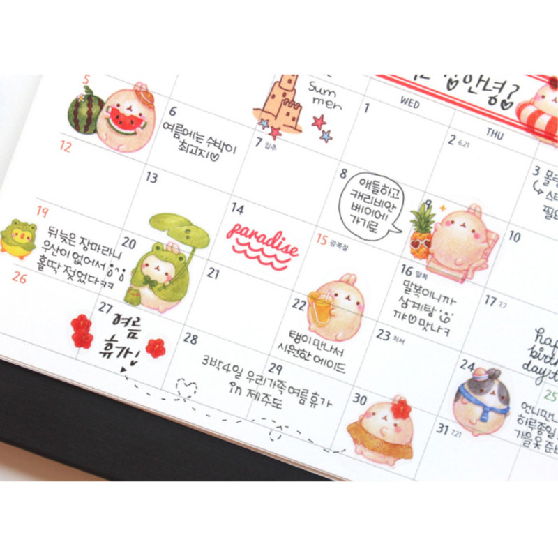2018 Molang illustration spiral bound medium desk calendar