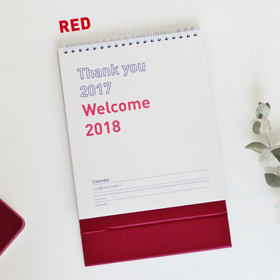 Red - 2018 Welcome colorful spiral bound desk calendar 
