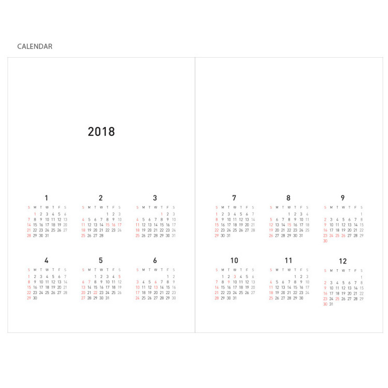 Calendar - 2018 64 pages dated weekly planner