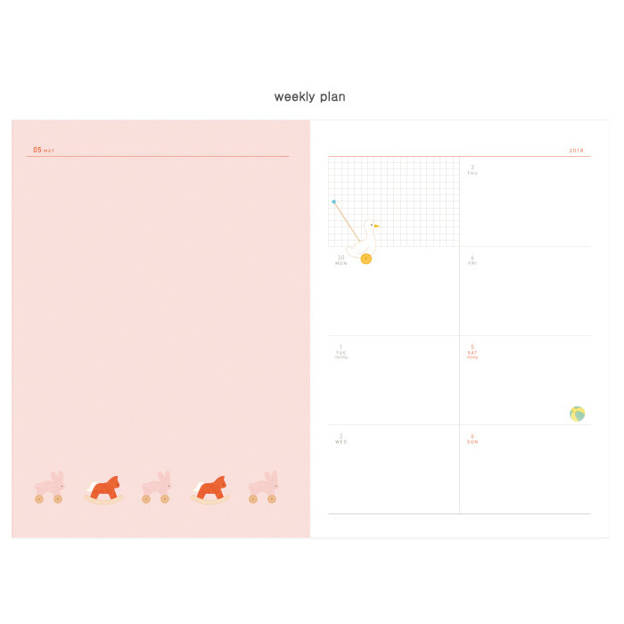 Weekly plan - 2018 Piyo cute animal dated weekly diary