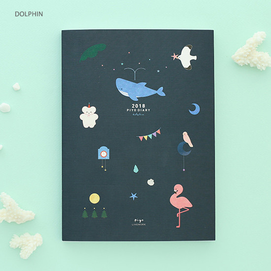 dolphin - 2018 Piyo cute animal dated weekly diary