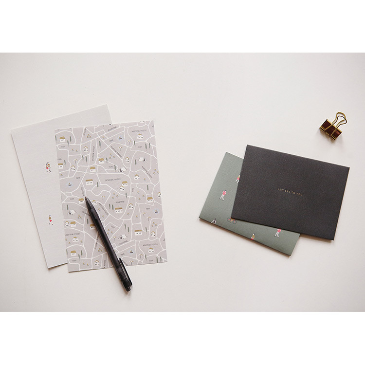 Flying Whales pattern letter paper and envelope set 