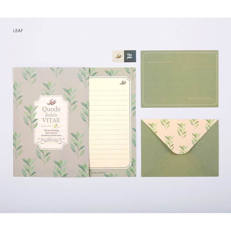 Leaf - Flying Whales pattern letter paper and envelope set 