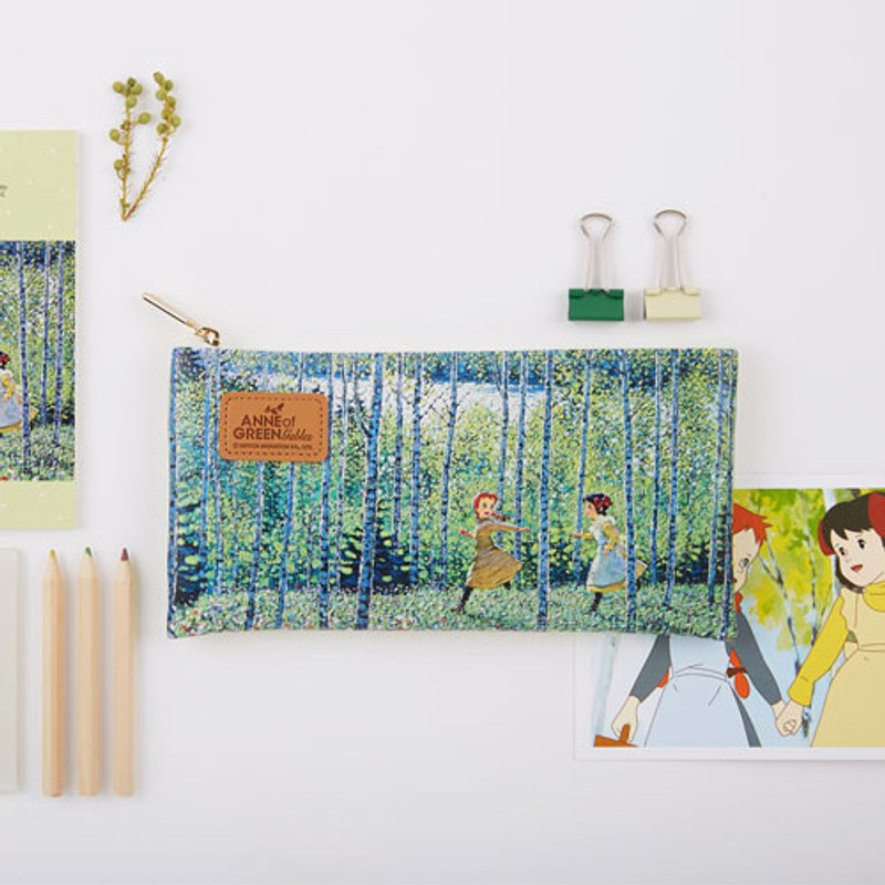 Tree - Anne of green gables illustration flat zipper pouch  Tree - Anne of green gables illustration flat zipper pouch