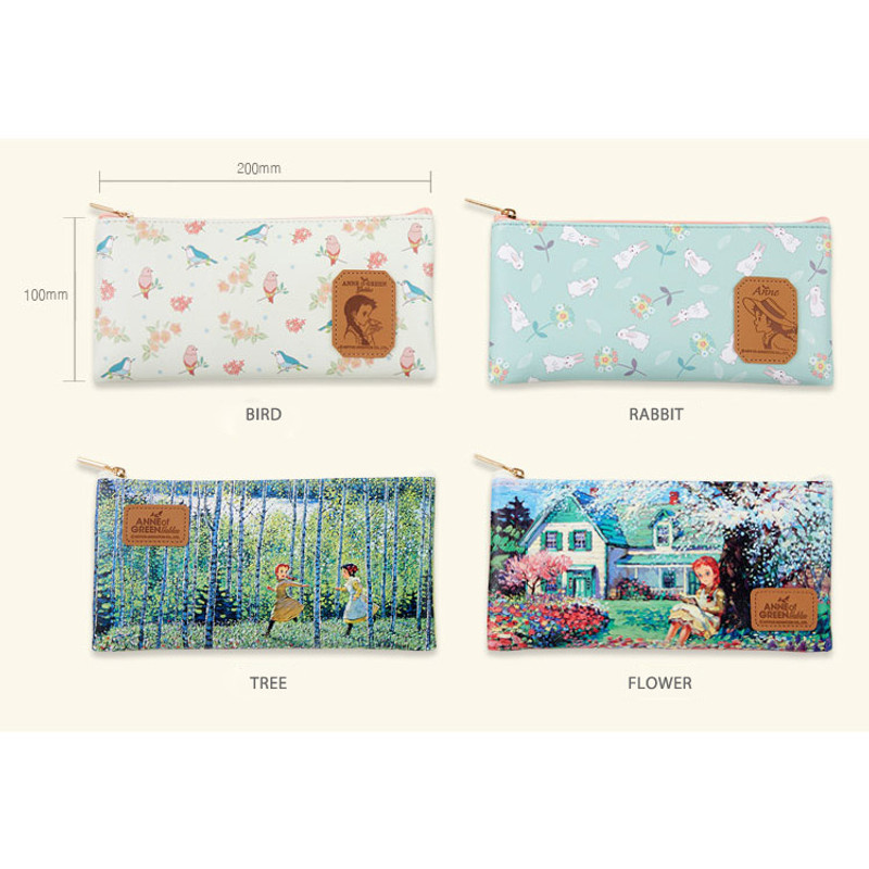 Size / Option - Anne of green gables illustration flat zipper pouch  Size / Option - Anne of green gables illustration flat zipper pouch