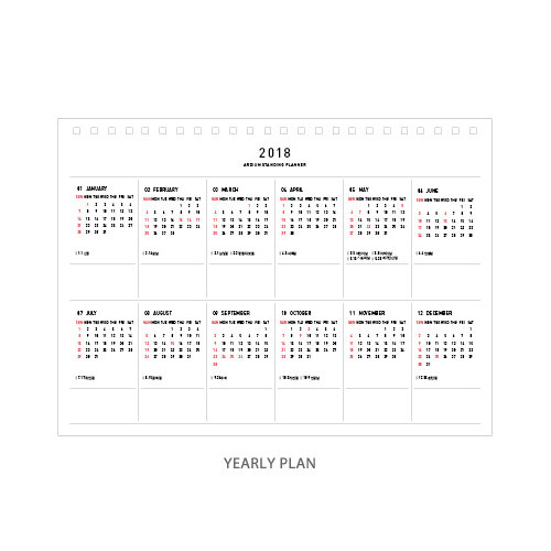 Yearly plan - 2018 Pattern standing dated monthly planner
