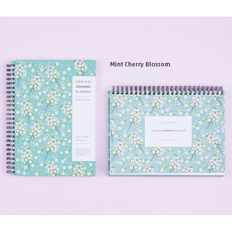 Mint cherry blossom - 2018 Pattern standing dated monthly planner