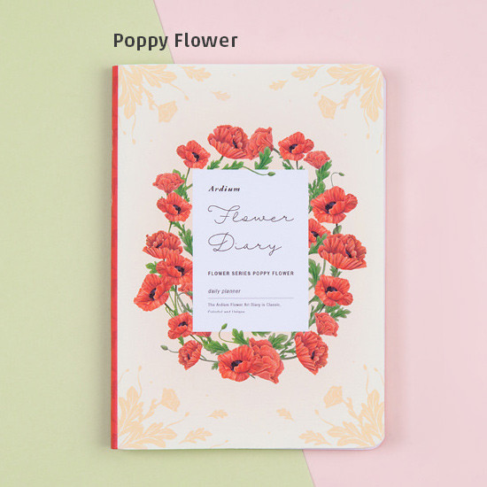 Poppy flower - Flower illustration undated weekly diary