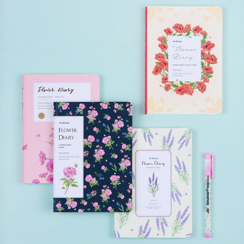 Flower illustration undated weekly diary