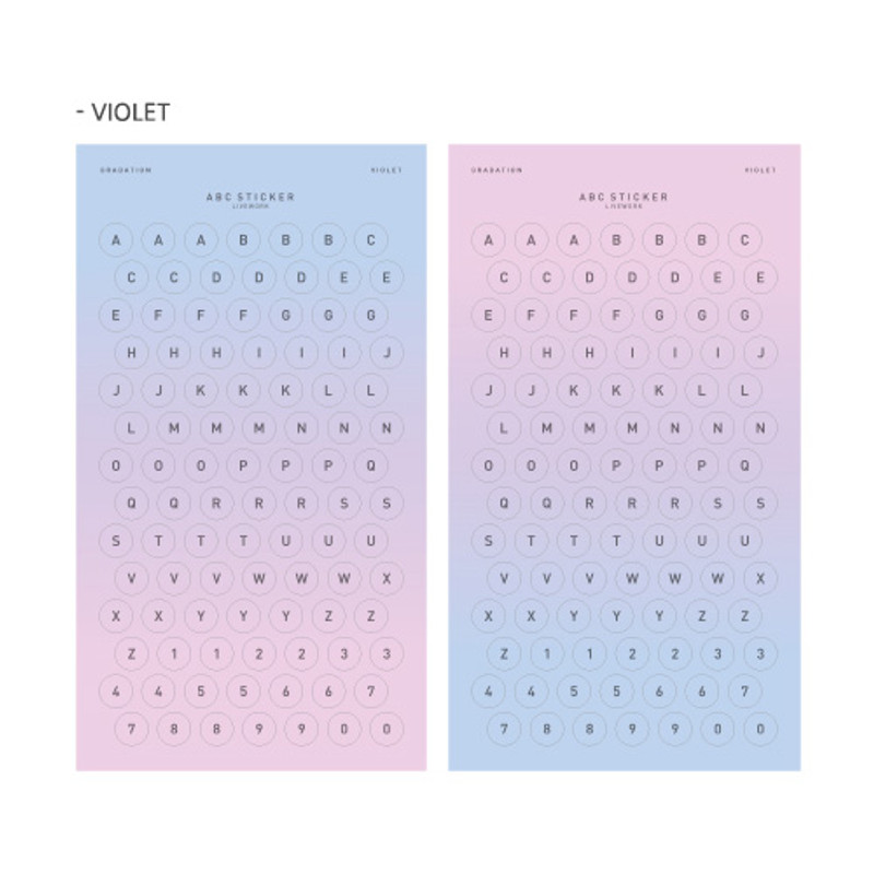 Violet - Gradation alphabet deco paper sticker Violet - Gradation alphabet deco paper sticker