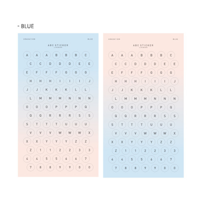 Blue - Gradation alphabet deco paper sticker Blue - Gradation alphabet deco paper sticker