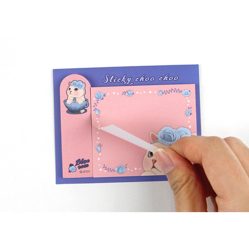 Blue rose - Choo Choo cat sticky memo notes bookmark 