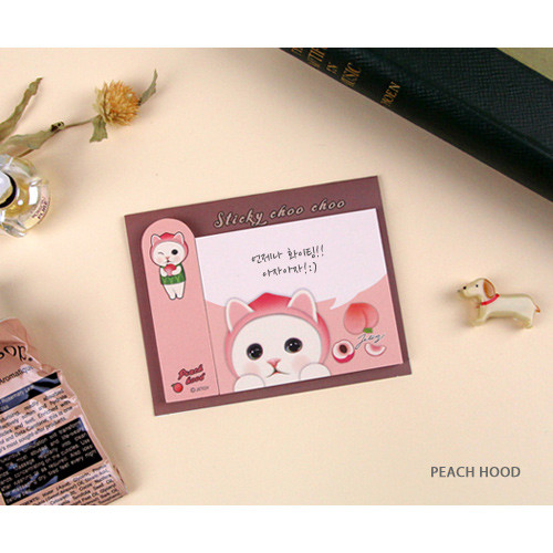 Peach hood - Choo Choo cat sticky memo notes bookmark 