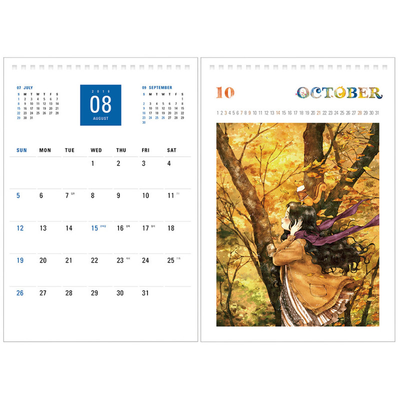 Monthly calendar - 2018 Aeppol illustration desk calendar  Monthly calendar - 2018 Aeppol illustration desk calendar