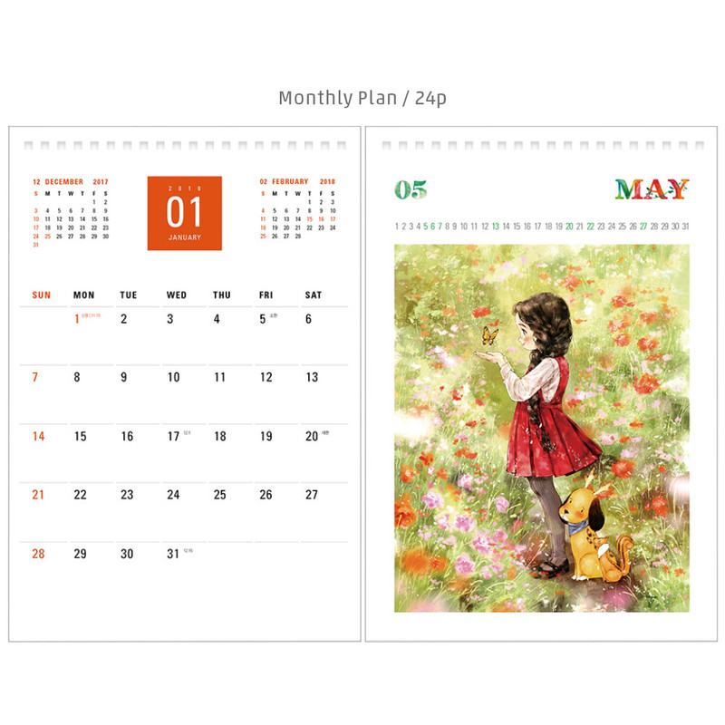 Monthly calendar - 2018 Aeppol illustration desk calendar  Monthly calendar - 2018 Aeppol illustration desk calendar