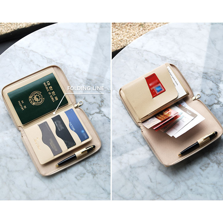 Travel brief zip around pocket wallet organizer