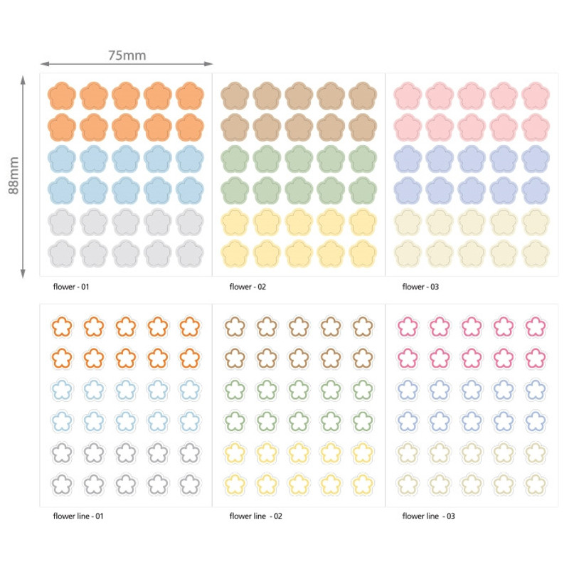 Transparent flower and weather deco sticker set