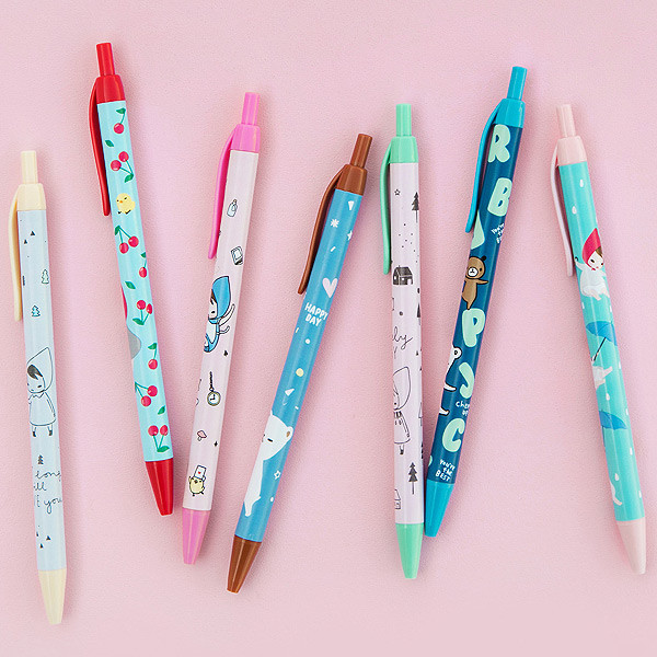 Tic-tock knock retractable black ballpoint pen 0.38mm 