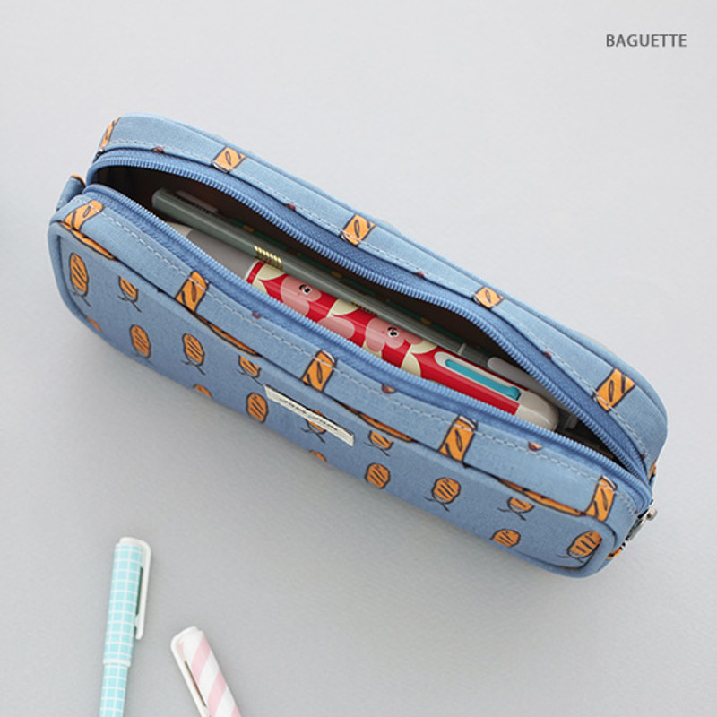 Baguette - Jam Jam cute illustration zipper piping pouch Baguette - Jam Jam cute illustration zipper piping pouch