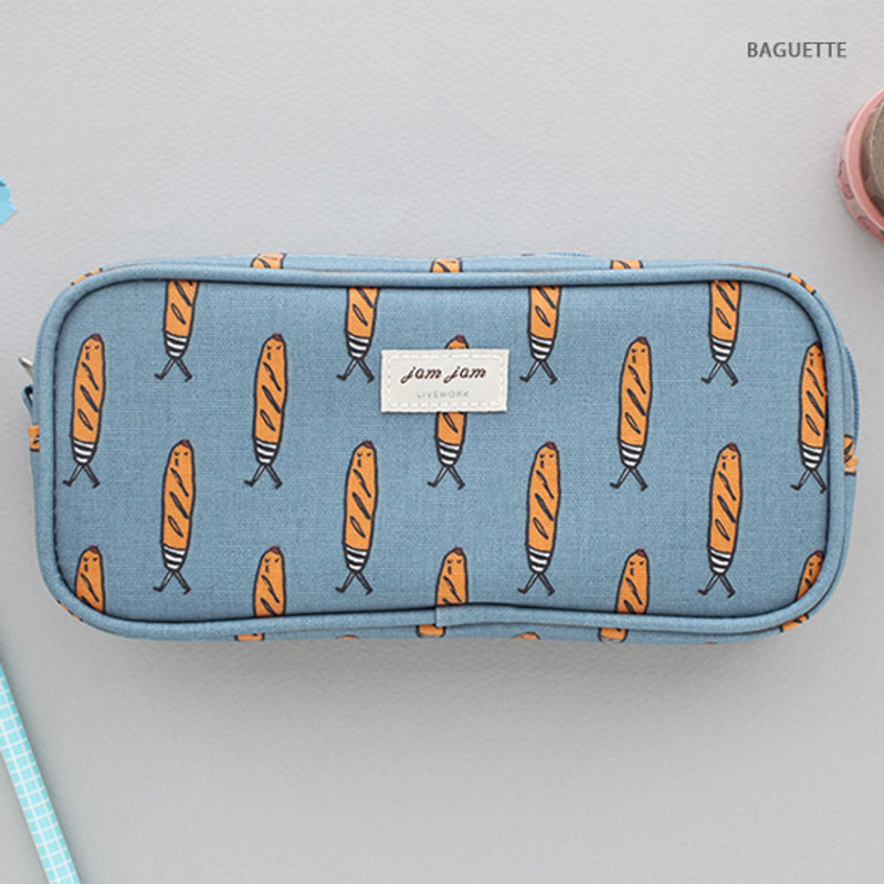 Baguette - Jam Jam cute illustration zipper piping pouch Baguette - Jam Jam cute illustration zipper piping pouch
