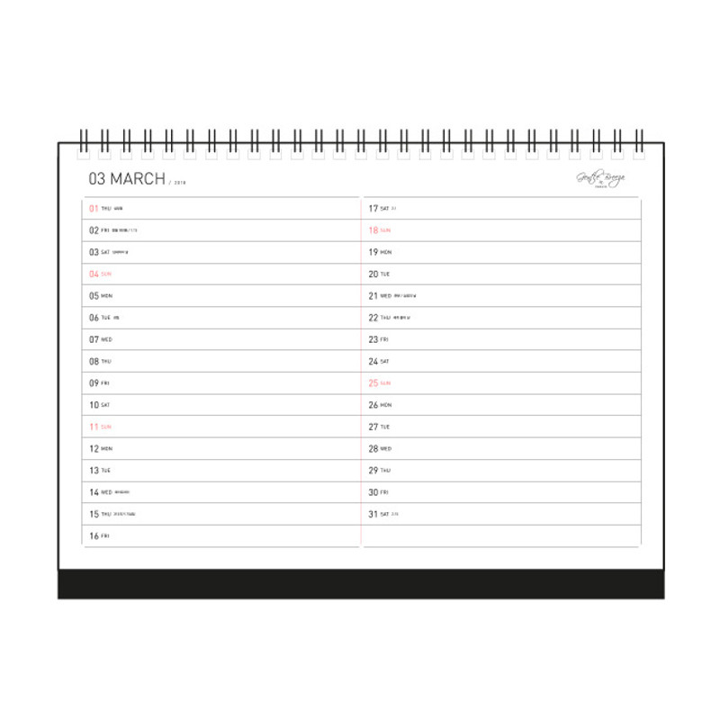 Back  - Monthly calendar