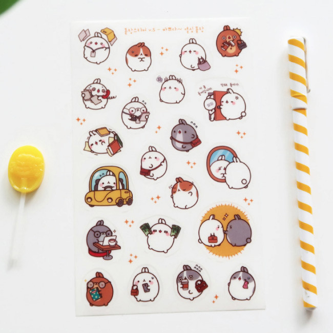 Molang cute deco transparent clear sticker set ver5 