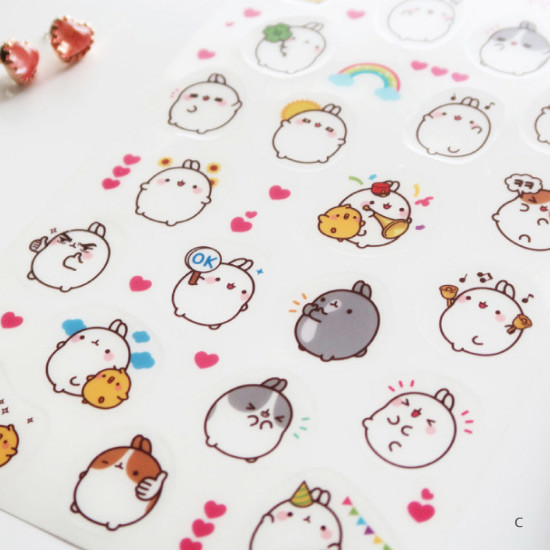 Molang cute deco transparent clear sticker set ver5 
