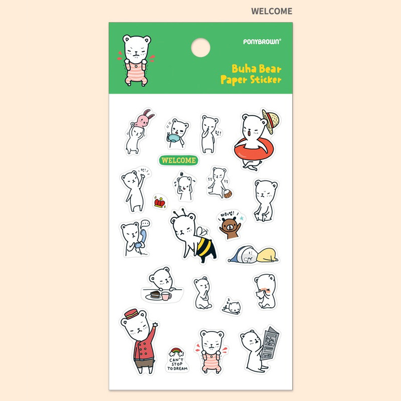 Welcome - PONYBROWN Buhabear cute illustration paper sticker Welcome - PONYBROWN Buhabear cute illustration paper sticker