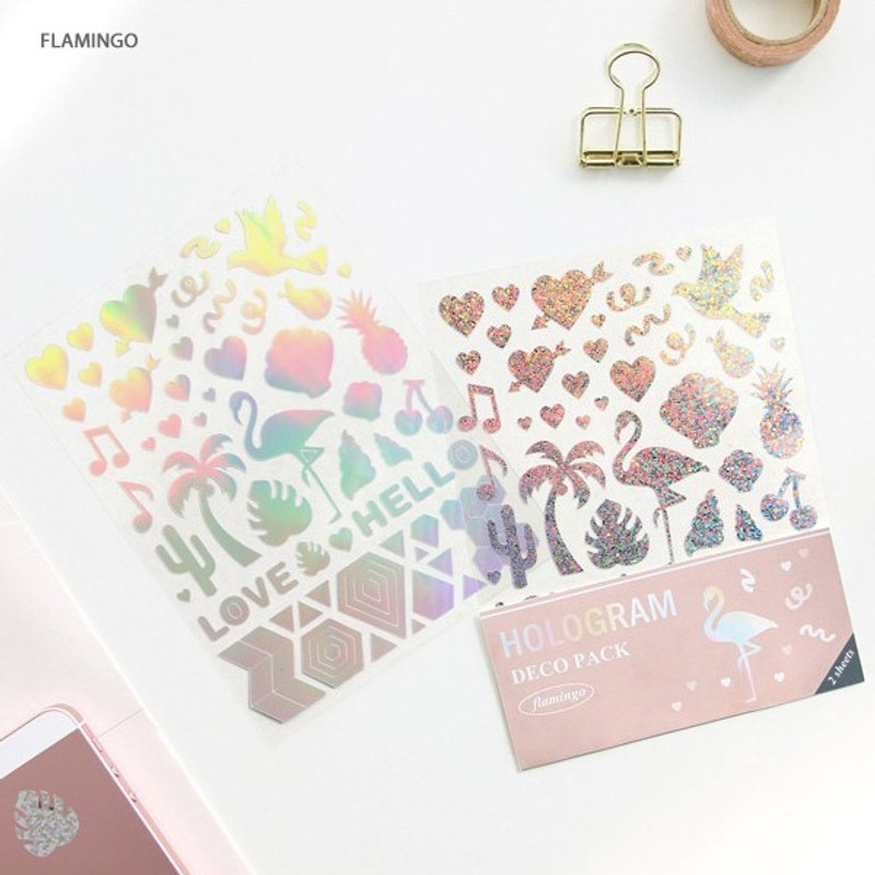 Flamingo - ICONIC Hologram deco PVC sticker set Flamingo - ICONIC Hologram deco PVC sticker set