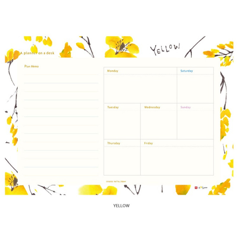 Yellow - Hello Today A planner on a desk undated weekly scheduler notepad Yellow - Hello Today A planner on a desk undated weekly scheduler notepad