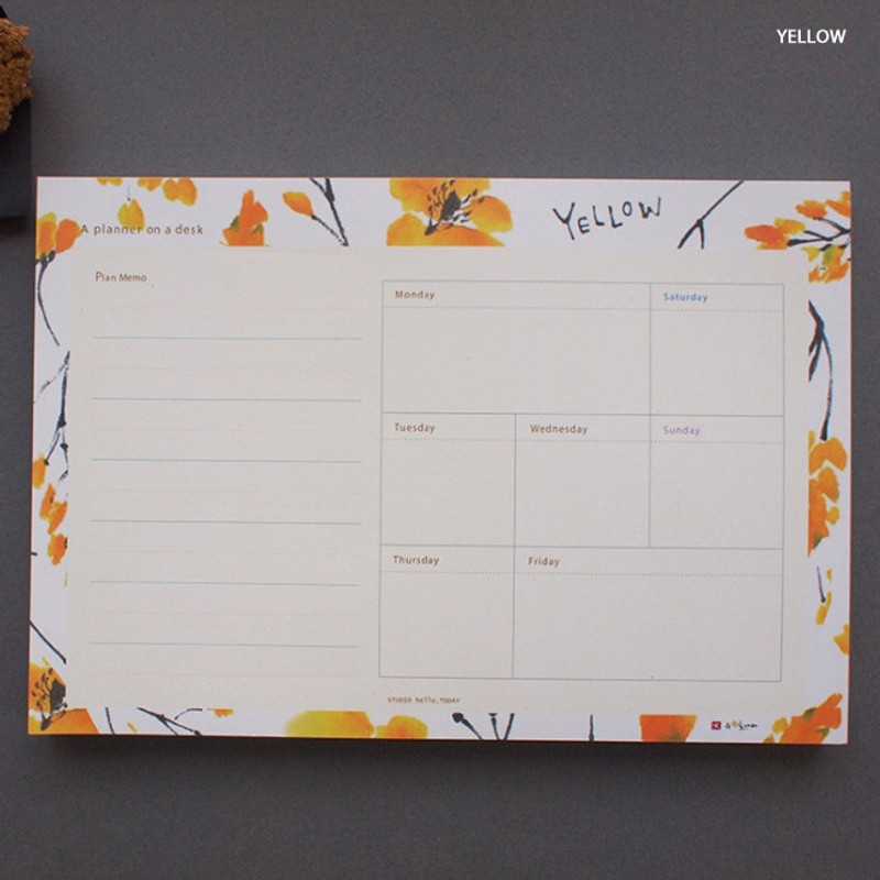 Yellow - Hello Today A planner on a desk undated weekly scheduler notepad Yellow - Hello Today A planner on a desk undated weekly scheduler notepad