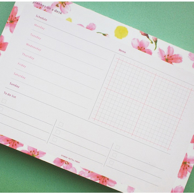 Pink - Hello Today A planner on a desk undated weekly scheduler notepad Pink - Hello Today A planner on a desk undated weekly scheduler notepad