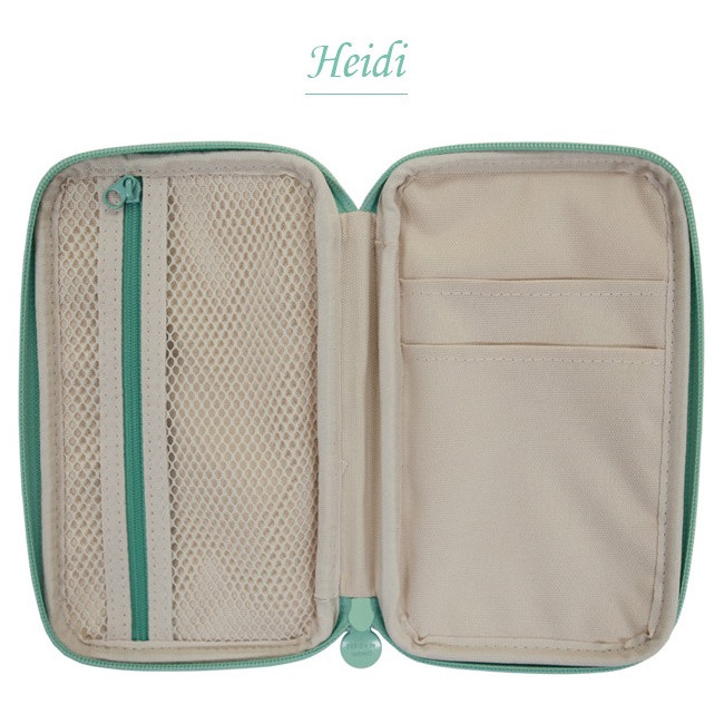 Heidi - Indigo Classic story illustration zip around pencil case pouch