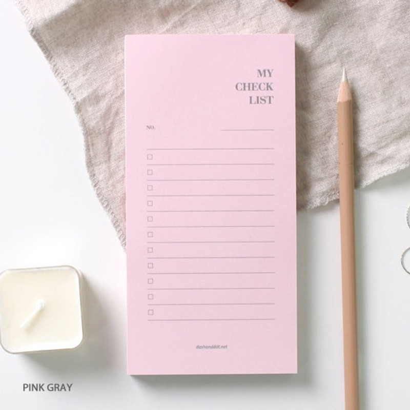 Pink gray - Dash and Dot My checklist notepad