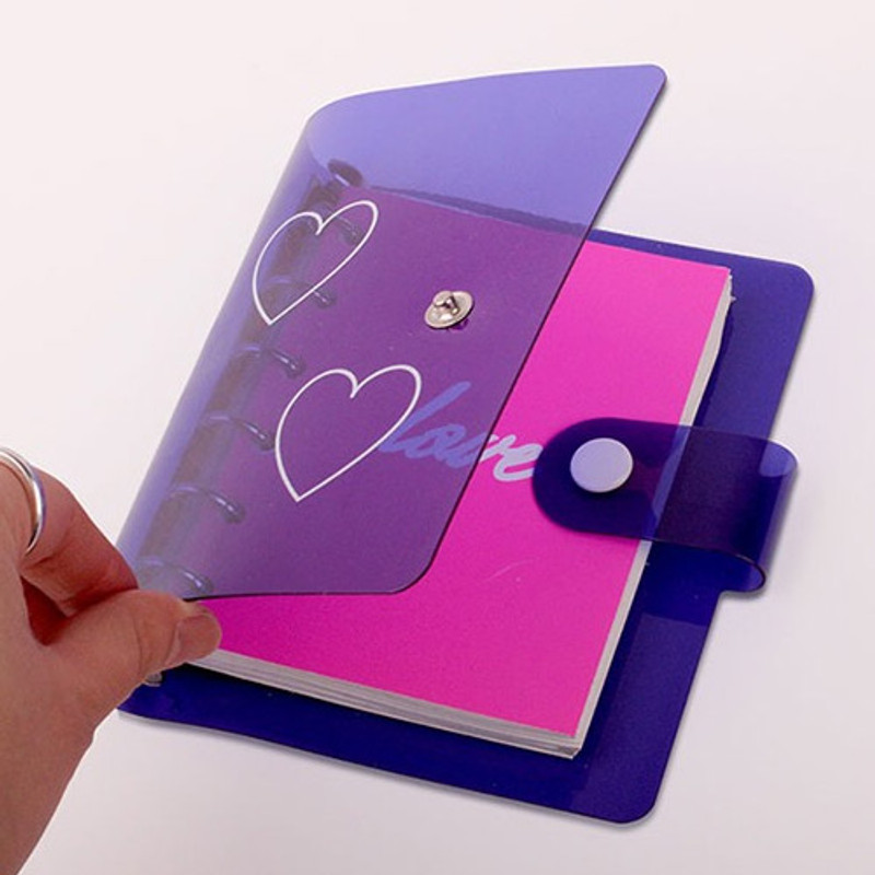 Purple - Retro 6-ring small graph grid notebook