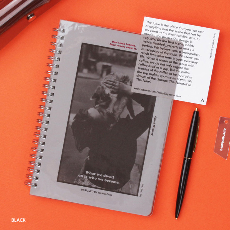 Black - Wanna This Clear spiral lined notebook