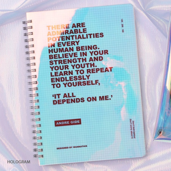 Hologram - Wanna This Clear spiral grid notebook