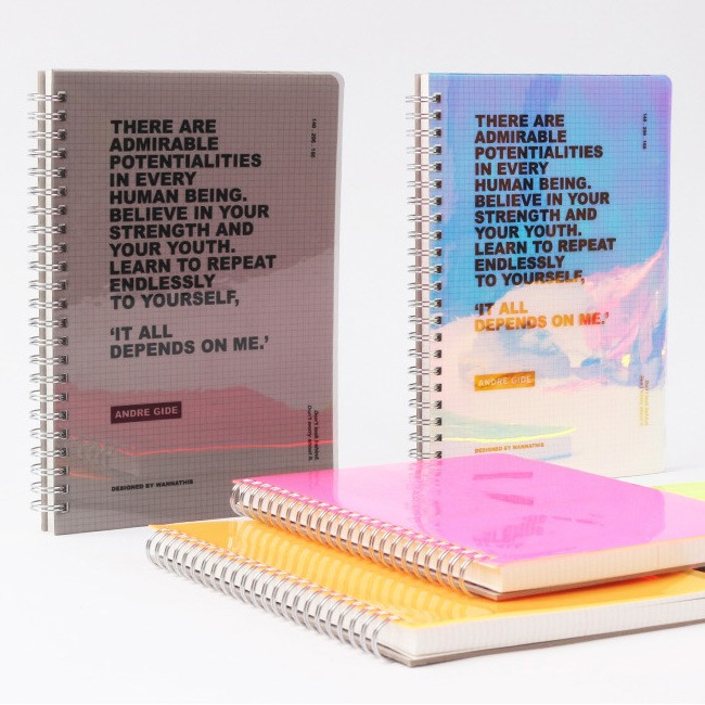 Wanna This Clear spiral grid notebook