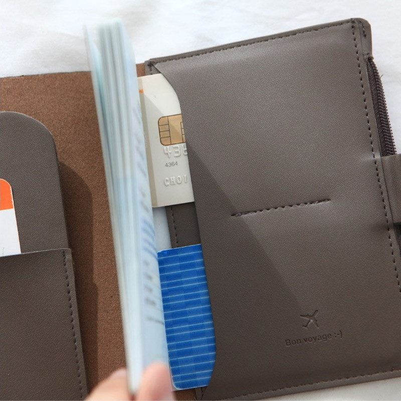 Detail of Think about W passport case wallet with zipper pocket