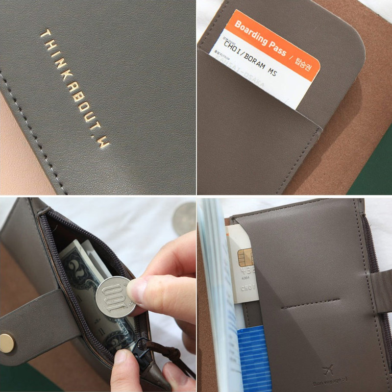 Detail of Think about W passport case wallet with zipper pocket