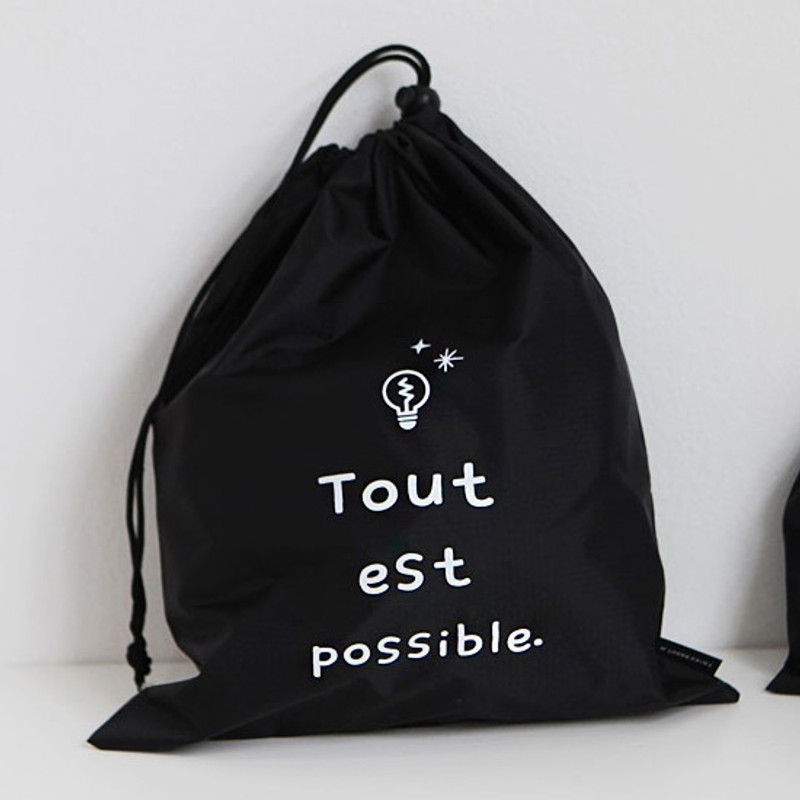 Black - Think about W large drawstring pouch Black - Think about W large drawstring pouch