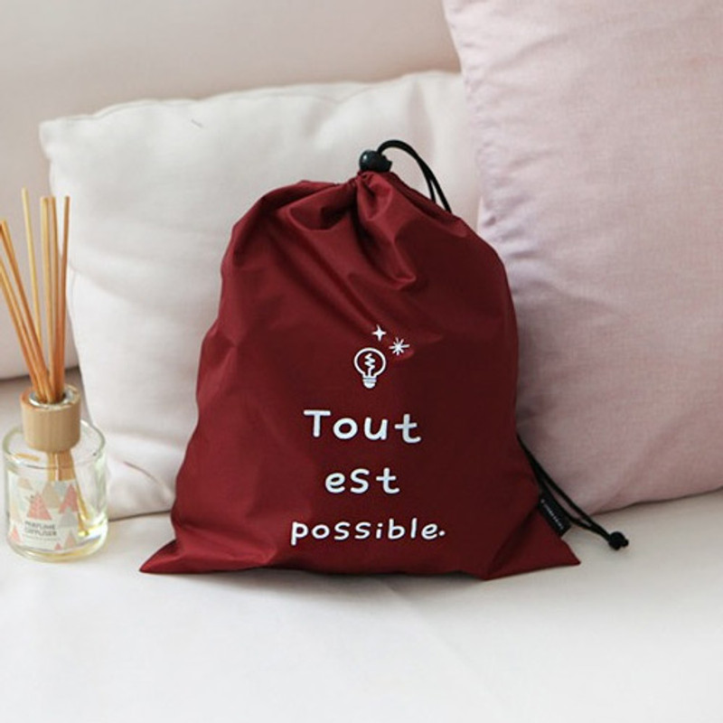 Burgundy - Think about W large drawstring pouch Burgundy - Think about W large drawstring pouch