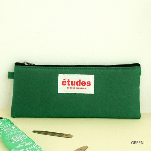 Green - Etudes flat cotton pencil pouch
