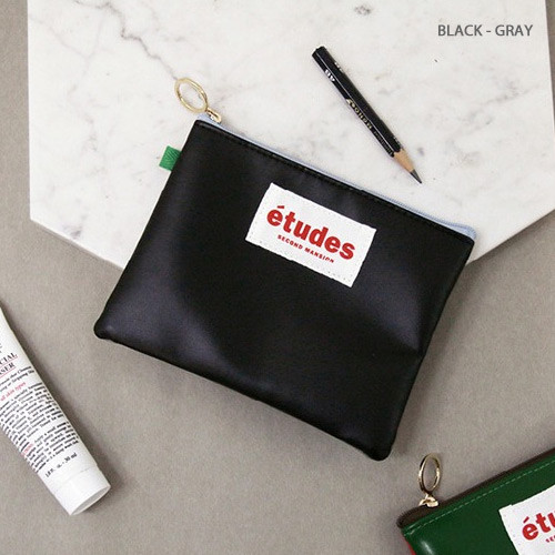 Black - gray Etudes two tone color small zipper pouch