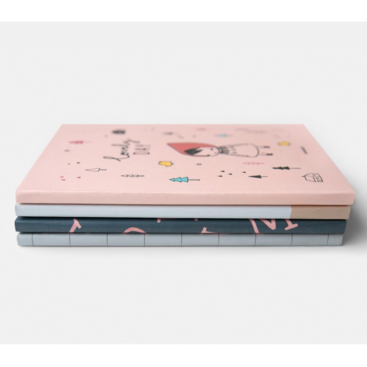 Cute illustration hardcover medium lined and plain notebook